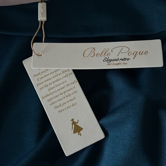 NWT Belle Pogue Women’s Turquoise Off the Shoulder Dress with Pleated Wa… - Picture 5 of 5